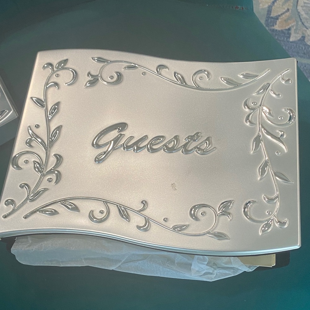 Lenox Silver Guests Embossed Guest Book Holder